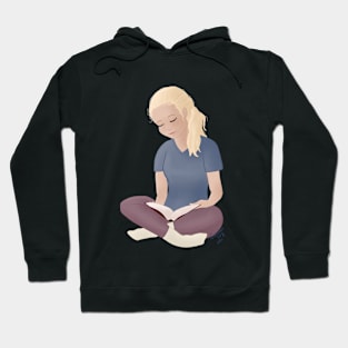 Blonde Girl Reading Hoodie